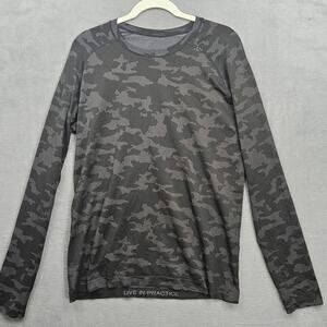 Lululemon Live In Practice Camo Long Sleeve Athletic Top Gray Size Medium